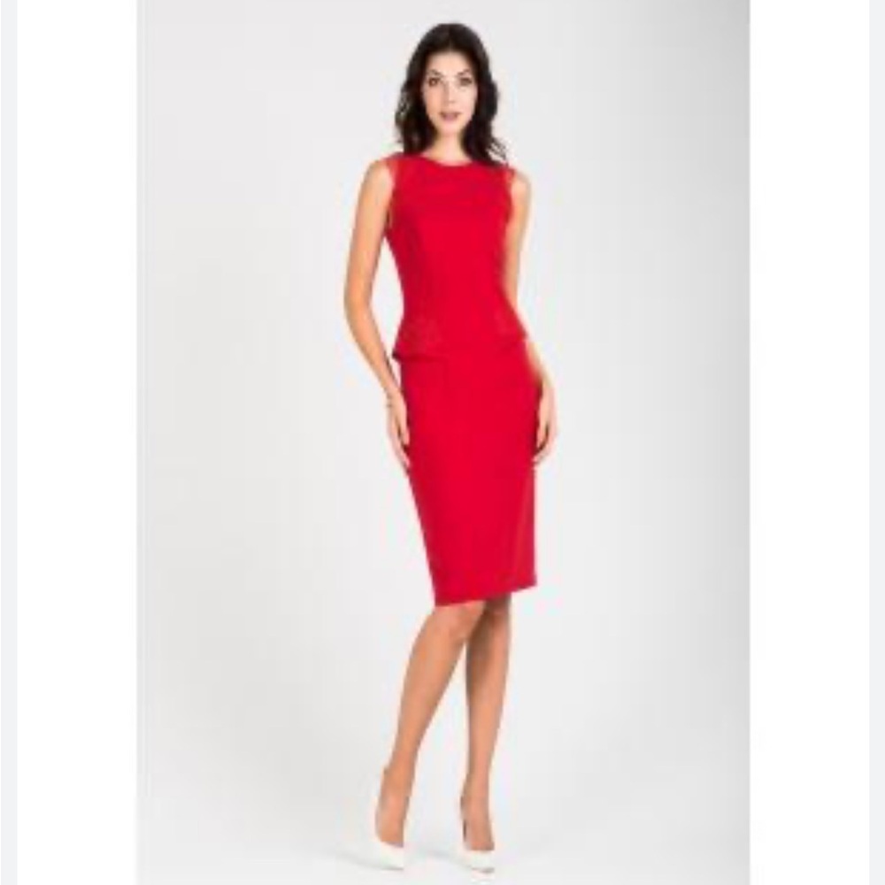 Escada Vibrant Red Midi Dress size L
